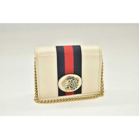 Gucci Raja Chain Compact Wallet Bifold Wallet White - Picture 1 of 9